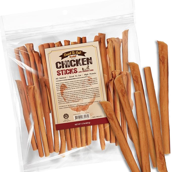 Dog Treats, Chicken Jerky for Dogs - Premium Dog Training Treats; High-Protein, Gluten-Free, Hypoallergenic, Grain-Free, Chicken Sticks with Chicken Liver, 1.5 lb
