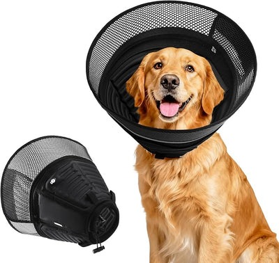 Inflatable Dog Cone Collar,Soft Adjustable Elizabethan Pet Recovery Collar | 2-in-1 Detachable Anti-Licking Shield E-Collar For Large Medium Dogs,Furniture-Friendly Post Surgery Recovery Cone(XL)