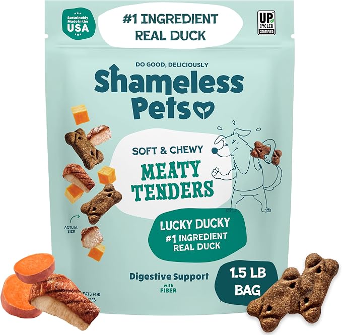 Soft & Chewy Dog Treats, Lucky Ducky Meaty Tenders, 1.5lb – Real Duck is 1st Ingredient – Grain Free, No Corn or Soy – Digestive Support – for Small, Medium & Large Dogs