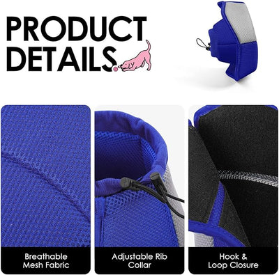 AOFITEE Dog Cone - Soft Dog Cone Collar to Stop Licking, Adjustable Comfy Cones for Dogs After Surgery, Foldable Cones for Dogs Elizabethan Pet E-Collar for Medium Pets, Pet Recovery Collar, Blue M