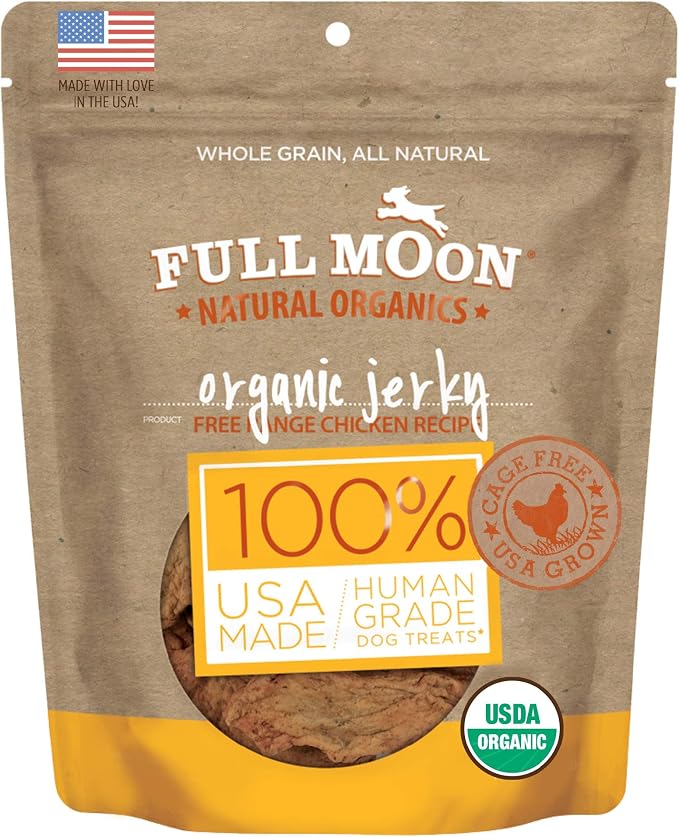 Full Moon USDA Organic Chicken Jerky Healthy All Natural Dog Treats Human Grade 32 oz