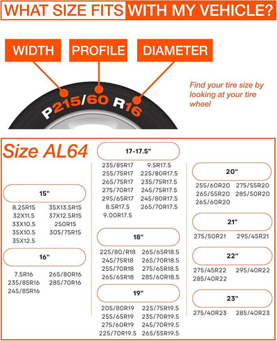 AutoSock for Commercial Vehicles and Trucks AL64, Snow Socks for Tires, Pack of 2