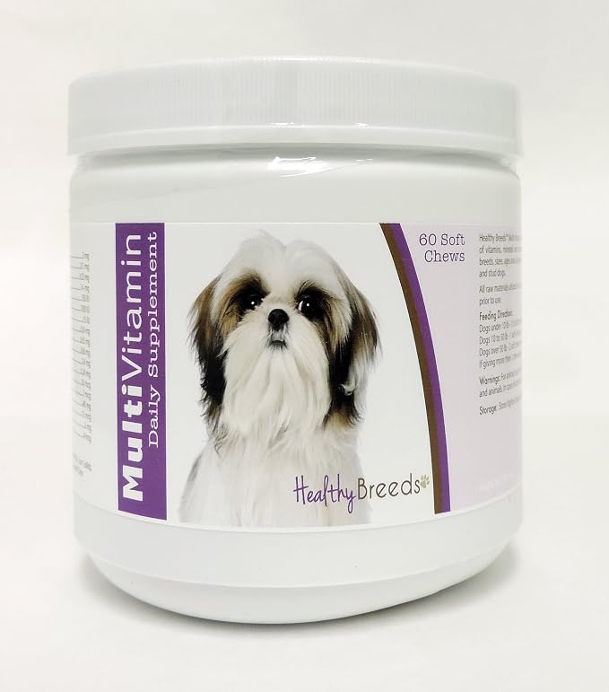 Dog Multivitamin Soft Chew Treats for Shih Tzu HB- Over 200 Breeds - for Small Medium & Large Breeds - Easier Than Liquid or Powders - 60 Chews