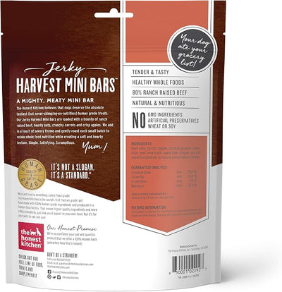 The Honest Kitchen Human Grade Dog Food Jerky Harvest Mini Bars: Beef Recipe With Carrots & Apples, 4 oz Bag