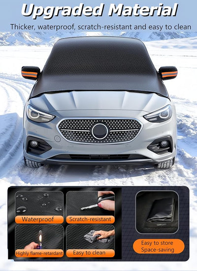 Windshield Snow Cover,Oxford Fabric Winter Frost Cover with Side Window and Rearview Mirror Protector, Extra Large Magnetic Frost Guard Windshield Cover for Most Cars,SUV,Sedan,Truck (Green)