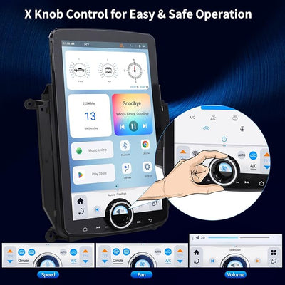 LINKSWELL 15.6" XL T-Style Screen Upgrade for Silverado & Sierra 2014-2019, Android Car Stereo with Wireless CarPlay & Android Auto, “X” Knob Control,Dual WiFi,16 Band EQ, Plug & Play