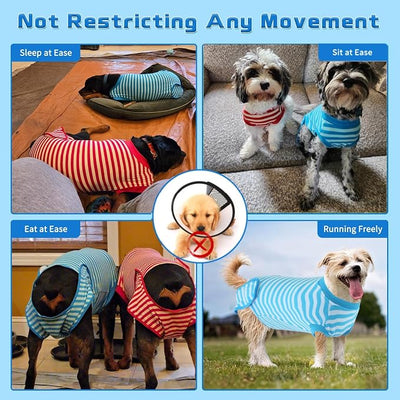 2 Packs Breathable Cotton Dog Recovery Suit for After Neuter Spay Abdominal Wounds Protector, Professional Anti-Licking Onesies for Male Female Pets Surgery Bandages, M Red & Blue Stripes