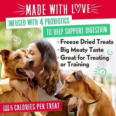 Charlee Bear Grain Free Freeze-Dried Dog Treats, Beef Liver & Apples, High Protein, Limited Ingredient Training Treats or Meal Topper, 2.25 oz, Made in USA