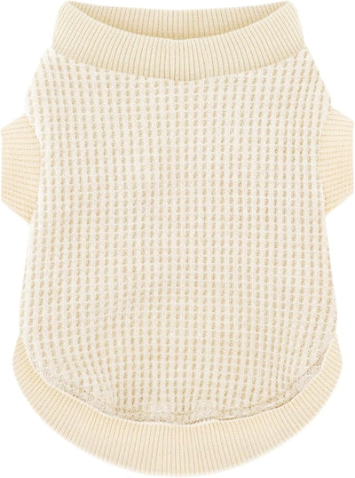 Cozy Lightweight Dog Sweaters Shirt for Small Puppies: Stretchable Beige Tank Top Attire, Perfect for Chihuahuas and Yorkies - Enhancing Comfort and Playfulness on Chilly Days - Medium