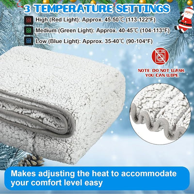 Heated Blanket Electric Throw 58"x43" USB Battery Power Operated Heating Blanket 5v Powered 3 Heat Setting with Timer and Temperature Controller for Car Winter Travel Home Office(Gradient Gray)
