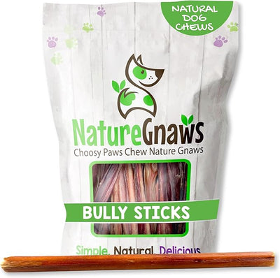 Nature Gnaws Large Bully Sticks for Dogs 11-12" (10 Count) - Thick Long Lasting for Aggressive Chewers and Large Dogs - Natural Beef Dog Chew Bones