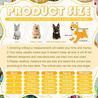 LEIFIDE 8 Pcs Summer Themed Hawaii Dog Dresses Holiday Flamingo Fruit Floral Pattern Pet Skirts Hawaii Puppy Princess Dresses Outfits Bowknot for Girl Dogs Cats Beach(XS)