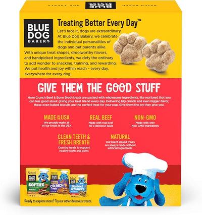 Blue Dog Bakery More Crunch Medium Beef & Bone Broth Dog Treats, Dog Biscuits for Large Breeds, Healthy Treats, All Natural, 18 oz (Pack of 2)