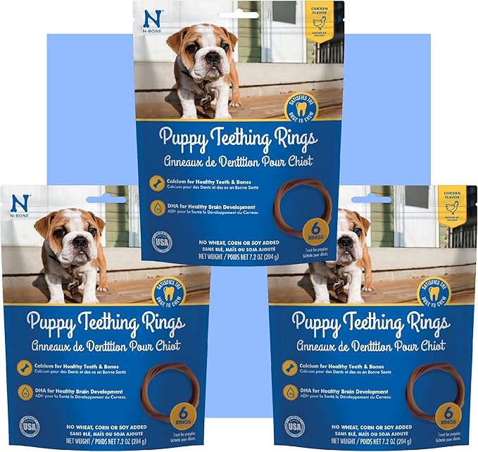 Puppy Teething Rings Chicken Flavor Dog Treat, 18 Rings Total, 21.6-oz - Natural Puppy Chew Toys Alternative for Teething Discomfort - Small and Large Dogs
