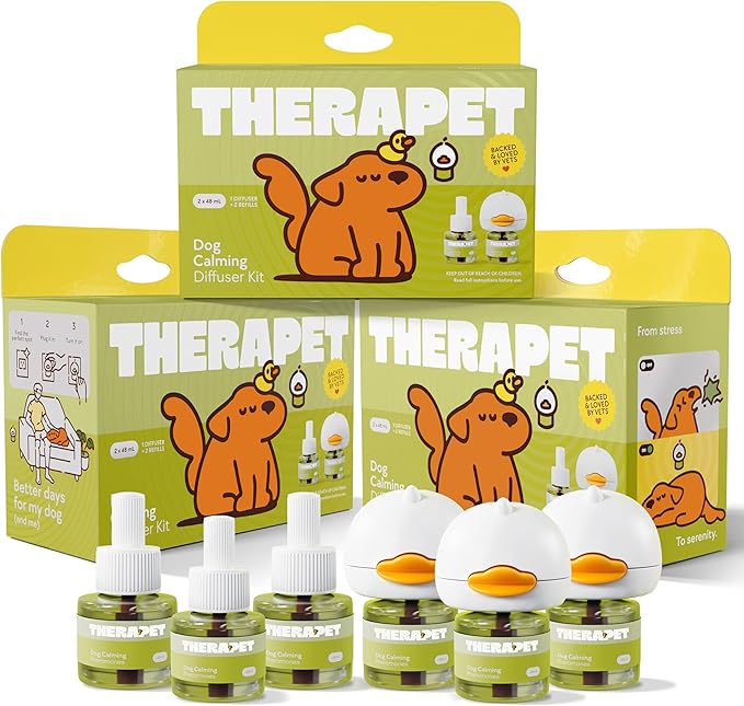 3-Pack 180-Days Dog Calming Diffuser Kits - Dog Pheromone Diffuser for Stress, Destructive Behavior, Pee Accidents, Separation Anxiety, Aggression & Chewing - Each Include 180-Days Refills