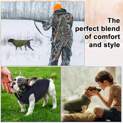 Syhood 2 Pieces Dog Jacket 2 Layers Fleece Lined Dog Jacket Warm Soft Windproof Small Pet Coat for Winter Cold Weather(S,Navy,Green)