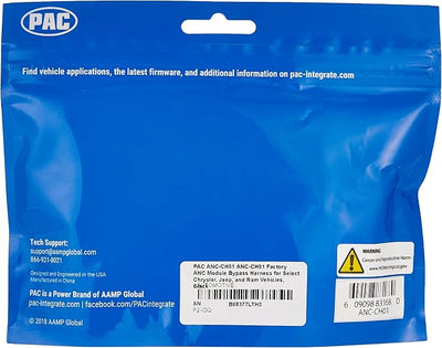 PAC ANC-CH01 ANC-CH01 Factory ANC Module Bypass Harness for Select Chrysler, Jeep, and Ram Vehicles, Black