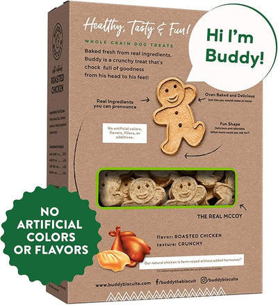 Buddy Biscuits Oven Baked Healthy Dog Treats, Crunchy, Whole Grain and Baked in The USA, 16 oz, 6 Pack