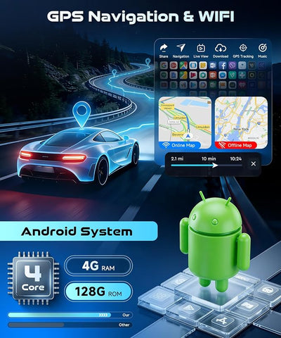 Rimoody 4G+128G Android 15 Car Stereo for Toyota Yaris Vios 2007-2014, Wireless Carplay Android Auto, 9'' in-Cell Screen Car Radio with GPS/Bluetooth 5.0/FM RDS/EQ/Wi-Fi Mirror Link Backup Camera SWC