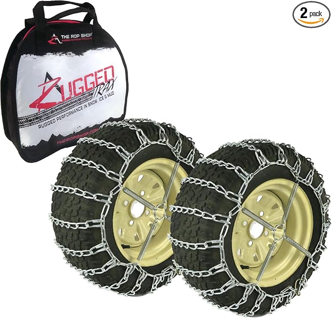 The ROP Shop | Pair of 2 Link Tire Chains & Tensioners 23x10x12 for Snow Blowers, Lawn & Garden Tractors, Mowers & Riders, UTV, ATV, 4-Wheelers, Utility Vehicles