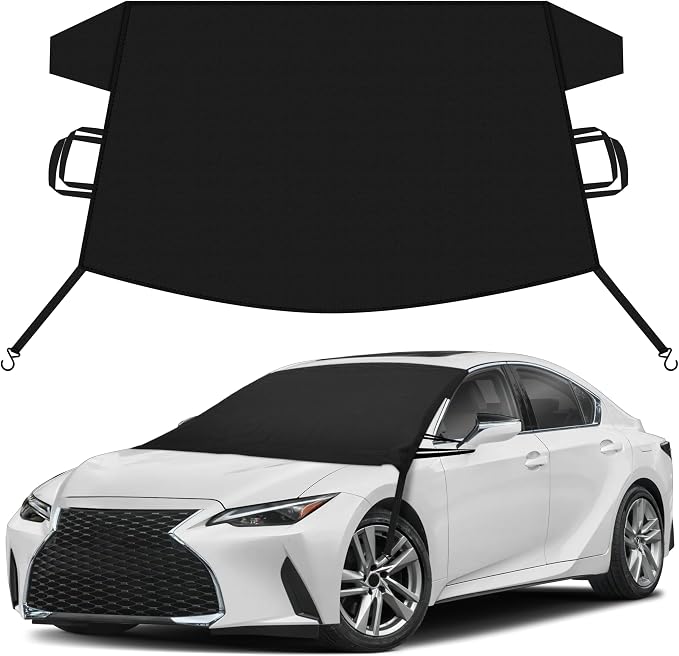 EcoNour Car Snow Cover Compatible for Lexus is 300 | Windshield Cover for Ice and Snow with S-Hook Straps | Heavy-Duty 600D Oxford Winter Car Cover, Waterproof & Anti-Slip