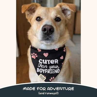 Funny Snap-On Dog Bandana for Small Medium Large Pets, Dogs Cats Adjustable Handkerchief Scarf for Girl & Boy, Cute Puppy Apparel & Accessories (Cuter Than Your BF, X-Large)