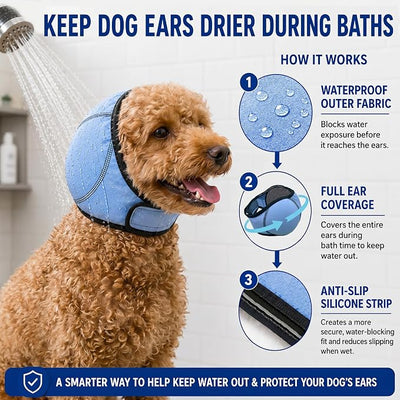 HOFi Dog Ear Covers for Bath: Waterproof Ear Protection to Block 99% Water | Reduce Ear Infections Risks During Bath Time - Designed for Small Breeds Dachshund/Westie/Shiba Inu