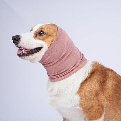 No Shake Ear Wraps for Dogs,Soft Dog Calming Hoodie Dog Ear Cover Ear Muffs for Anxiety,Grooming,Bathing,Swim,Noise Protection Quiet Ear for Dogs,Pink L