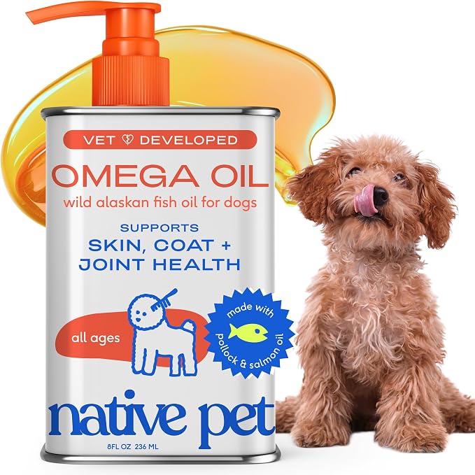 Omega 3 Fish Oil for Dogs & Cats – Wild Alaskan Salmon Oil for Dogs Skin and Coat, Supports Joints, Heart & Shedding – Fast-Absorbing Omega 3 6 9 Liquid Supplement – 8oz
