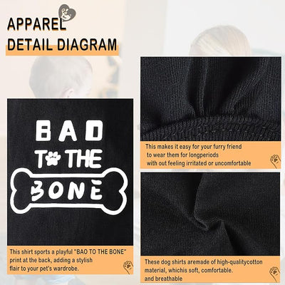 Discover Cozy Cotton Canine Wear: Soft, Lightweight, and Breathable Dog Shirt Vest with Eye-Catching Graphics(Bad to The Bone), Keeping Your Furry Friend Warm and Comfy! Grey 3XL