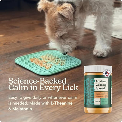 Reggie Calming Spread for Dogs, 100% Natural Peanut Butter with Melatonin & L-Theanine, Short-Term Dog Anxiety Relief, Made in USA (Calming Spread+Lick Mat Green)