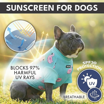 Spark Paws Sunblock Dog T-Shirt, SPF30 Protection, Lightweight Breathable Quick Dry for Dogs with Sensitive Skin - Bees & Flamingo (Set of 2) - Size 3XL