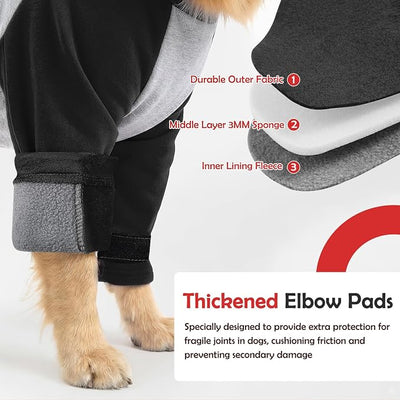 Lukovee Recovery Suit for Dogs - Padded Elbow Protector to Stop Licking, Long Sleeve for Pet Male Female Dog Front Leg Injuries Shoulder Wounds After Surgery Cone Alternative (B,M)