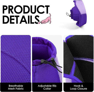 AOFITEE Dog Cone - Soft Cone for Dogs to Stop Licking After Surgery, Foldable Small Dog Cone Collar, Adjustable Cones for Dogs for Wound Healing, Elizabethan Pet E-Collar, Purple Small