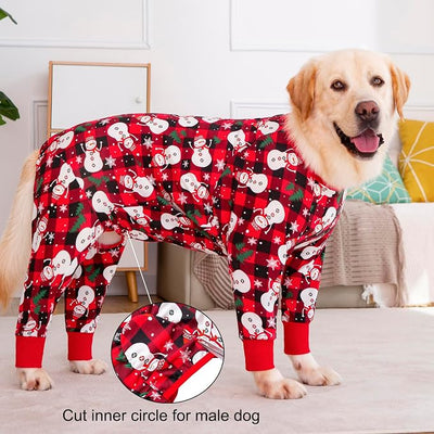 Dog Recovery Suit After Surgery Female Male, Medium Large Dog Neuter Shirt Cone Alternatives Prevent Licking Surgical Onesies (Xmas Snowman, 7XL)