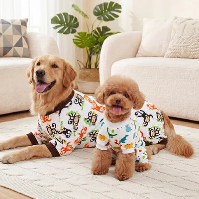 XPUDAC 4 Pack Dog Pajamas Soft Strechy Summer Doggie Clothes for Medium Large Dogs Boy Girl Dog Onesie Pjs Cat Apparel, 5XL