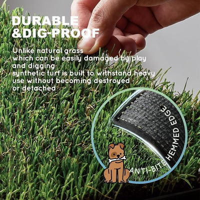 HQ4us Dog Grass Pad with Tray Extra Large 45”×34” Dog Litter Box Toilet with 2×Artificial Grass for Dogs with Hemmed Edge, Pee Pads for Dogs, Realistic, Less Stink, Potty for Balcony