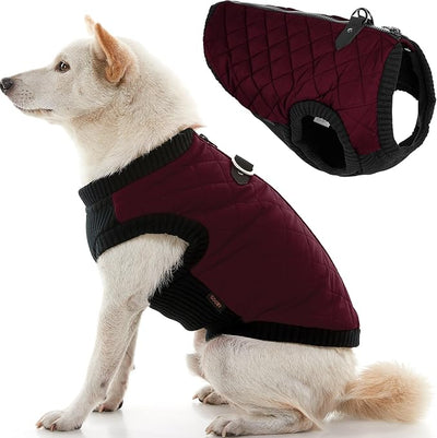 Gooby Fashion Vest Dog Jacket - Purple, Medium - Warm Zip Up Bomber Vest with Dual D Ring Leash - Winter Water Resistant Small Dog Sweater