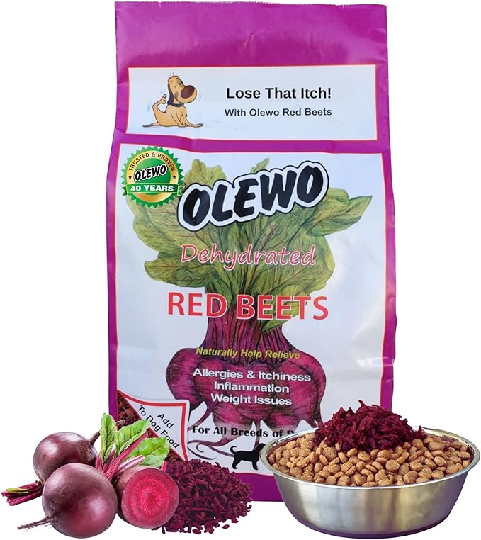 Olewo Original Red Beets for Dogs – Internal Support Dog Food Topper for Skin Sensitivity and Overall Balance, Prebiotic Fiber and Whole Food Nutrients, 5.5 lbs