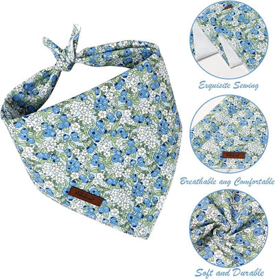 Blueberry Dog Bandana - Soft Blue Spring Summer Dog Neck Scarf, Cute Pet Bib for Medium Large Dogs, Playful Photo Dogs Cats Prop for Daily Use Parties & Pet Photography L