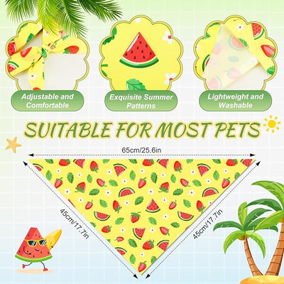 Abbylike 50 Pieces Summer Themed Dog Bandanas Bulk Hawaiian Dog Bandanas for Pets Triangle Kerchief Scarf Bibs Set for Summer Pets Dogs Party Costume Accessories, 25 Styles (25.6 x 17.7 x 17.7)