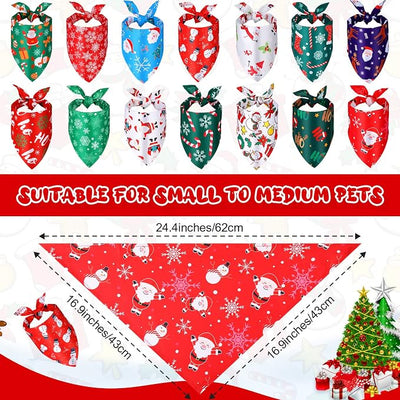 Xuniea 14 Pcs Christmas Dog Bandanas Pet Bandana Bib Scarf Handkerchief for Small Medium Large Dogs Accessories Christmas Party Costume