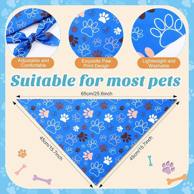 Weewooday 50 Pcs Paw Print Dog Bandanas Bulk for Dogs Soft Bibs Adjustable Triangle Summer Pet Bandana for Small Medium Large Costume(paw Pattern, 25.6 x 17.7 x 17.7 Inch)