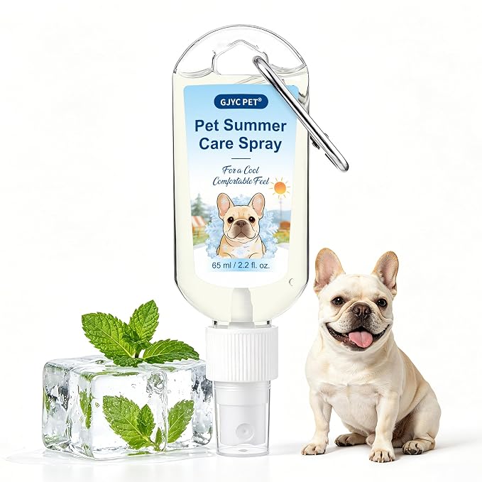 Dog Cooling Spray with Carabiner Clip – Instant Heat Relief for Brachycephalic, Double-Coat & Senior Dogs – Natural Menthol, Aloe, Oat – Lick-Safe, No Fragrance – Outdoor Walking Essential