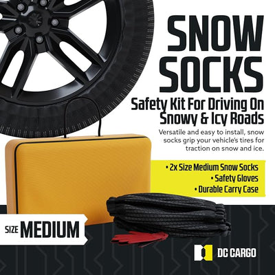 Snow Socks for Tires - Great Alternative to Tire Chains for Cars, 3D Fabric for Maximum Tire Traction & Grip, Fits SUVs, Most Subaru Models, Minivans, Pickups & Sedans (Set of 2) - Medium