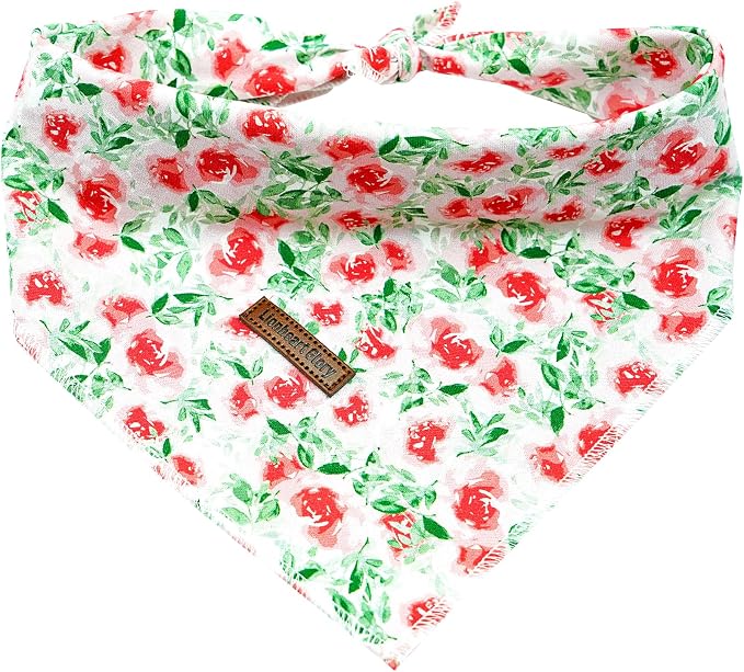 Lionheart Glory Floral Dog Bandana - Spring Summer Washable Soft Scarf, Square Adjustable for Medium Large Dogs (1 Pack)