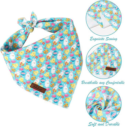 Easter Dog Bandana - Playful Blue Egg Hunt Dog Neck Scarf, Soft Spring Pet Bib for Puppy Kitten, Easter Photo Dogs Cats Prop for Daily Use Parties & Pet Photography S