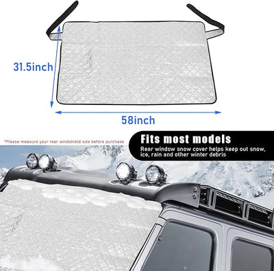 Dickno Car Rear Windshield Cover, Magnetic Auto Rear Windscreen Snow Ice Cover, 4 Layers All-Weather Ice Frost Snow Protector, Automotive Winter Accessories for Most Vehicles