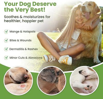 Hot Spot Treatment for Dogs - Pet Wound Care, Healing Ointment for Pets Itchy Skin Relief, Dry Skin Treatment, Natural Allergy Relief, Dog Paw Balm + Manuka Honey, Aloe Vera, Vitamin E (2 Oz.)