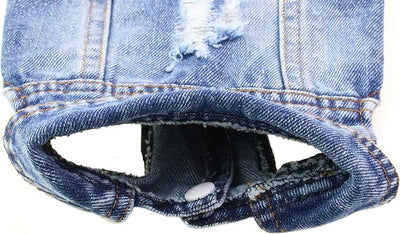 Vintage Washed Denim Dog Jeans Jacket - Cool Puppy Lapel Vests for Small Medium Dogs & Cats